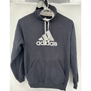 Adidas Long Sleeve Hooded Heavy Sweatshirt‎ Black With White Logo Men's XLT